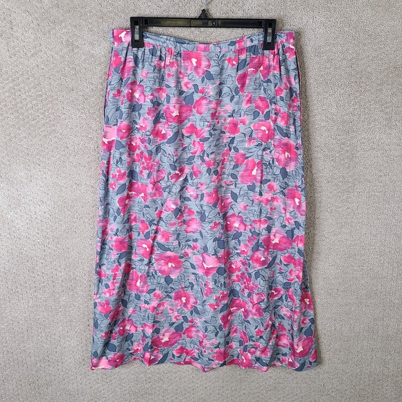 VTG Country Pendleton Sophisticates Skirt 14 Pink Gray Floral Maxi Rayon Pleated - Picture 4 of 9